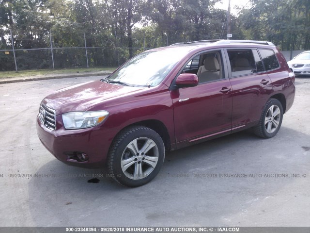 JTEES43A082043258 - 2008 TOYOTA HIGHLANDER SPORT MAROON photo 2