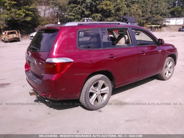 JTEES43A082043258 - 2008 TOYOTA HIGHLANDER SPORT MAROON photo 4