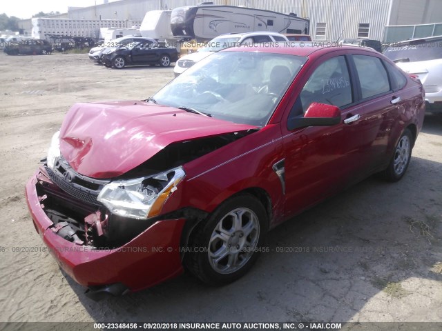 1FAHP35N28W223398 - 2008 FORD FOCUS SE/SEL/SES RED photo 2