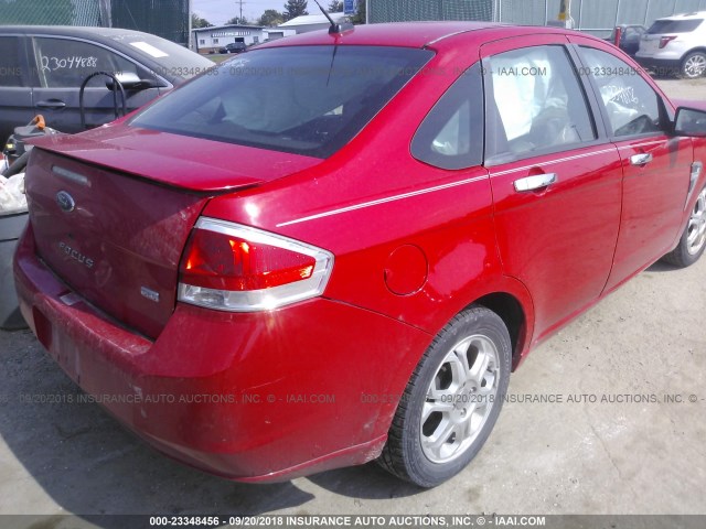 1FAHP35N28W223398 - 2008 FORD FOCUS SE/SEL/SES RED photo 4