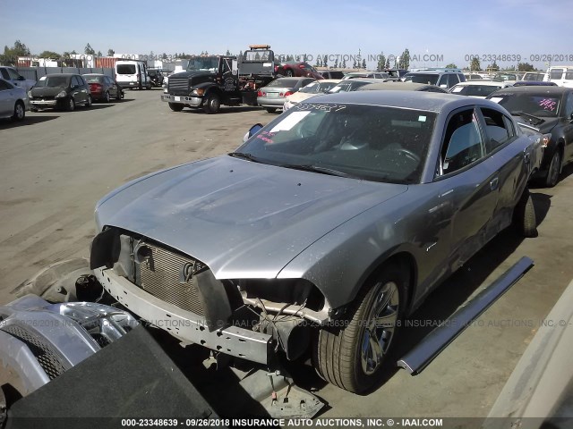 2C3CDXCT9DH612736 - 2013 DODGE CHARGER R/T GRAY photo 2
