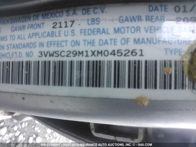 3VWSC29M1XM045261 - 1999 VOLKSWAGEN JETTA GLS SILVER photo 9