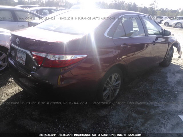 4T1BF1FK7FU924924 - 2015 TOYOTA CAMRY LE/XLE/SE/XSE RED photo 4
