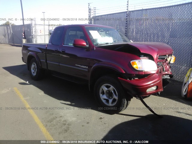 5TBBT481X2S314381 - 2002 TOYOTA TUNDRA ACCESS CAB LIMITED RED photo 1