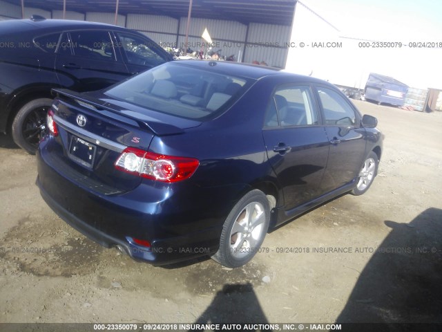 2T1BU4EE5BC695707 - 2011 TOYOTA COROLLA S/LE BLUE photo 4