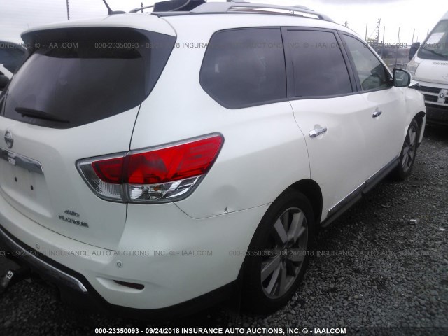 5N1AR2MM2FC701287 - 2015 NISSAN PATHFINDER S/SV/SL/PLATINUM WHITE photo 4