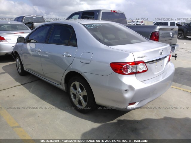 2T1BU4EE6BC637735 - 2011 TOYOTA COROLLA S/LE SILVER photo 3