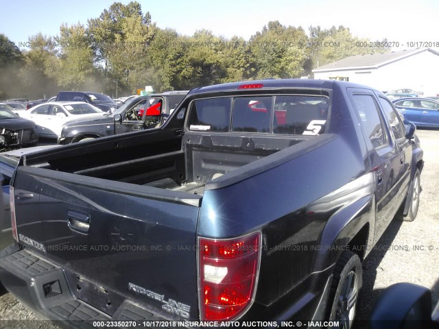 5FPYK1F55AB002455 - 2010 HONDA RIDGELINE RTL BLUE photo 4