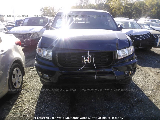 5FPYK1F55AB002455 - 2010 HONDA RIDGELINE RTL BLUE photo 6