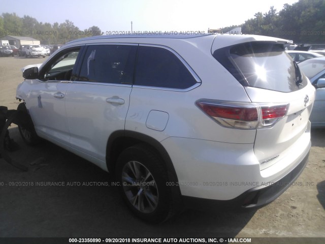 5TDJKRFH1FS144694 - 2015 TOYOTA HIGHLANDER XLE თეთრი ფოტო 3