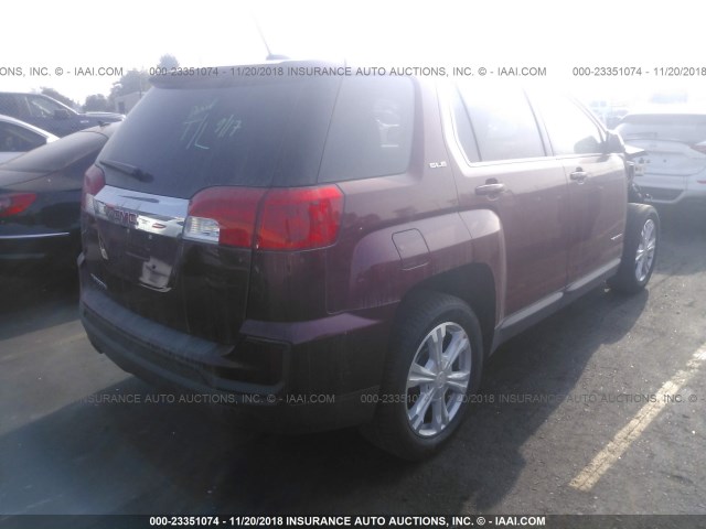 2GKALMEK1H6166242 - 2017 GMC TERRAIN SLE RED photo 4