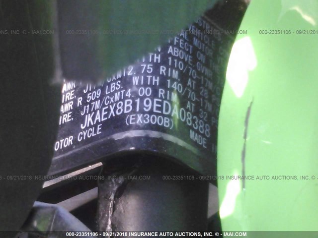 JKAEX8B19EDA08388 - 2014 KAWASAKI EX300 B GREEN photo 10