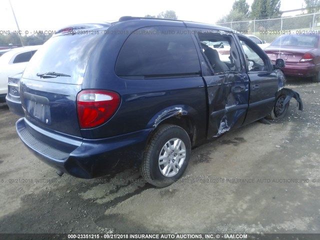 1D4GP24R55B118607 - 2005 DODGE GRAND CARAVAN SE BLUE photo 4