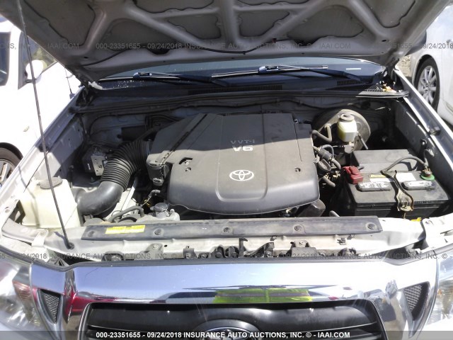 5TEJU62N38Z518538 - 2008 TOYOTA TACOMA DOUBLE CAB PRERUNNER SILVER photo 10