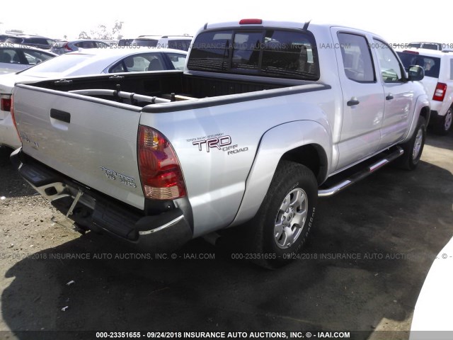5TEJU62N38Z518538 - 2008 TOYOTA TACOMA DOUBLE CAB PRERUNNER SILVER photo 4