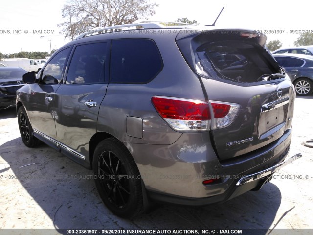 5N1AR2MN9EC731426 - 2014 NISSAN PATHFINDER S/SV/SL/PLATINUM BROWN photo 3