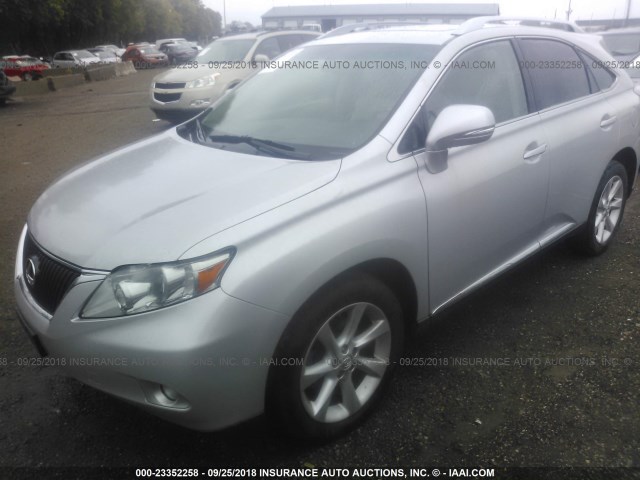 2T2BK1BA1AC046535 - 2010 LEXUS RX 350 SILVER photo 2