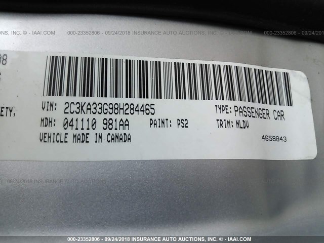 2C3KA33G98H284465 - 2008 CHRYSLER 300 LIMITED SILVER photo 9