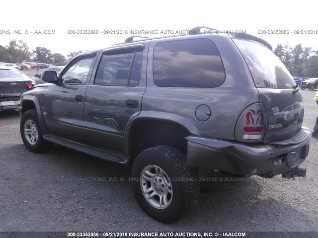 1B4HS38N52F160015 - 2002 DODGE DURANGO SPORT/SXT GRAY photo 3