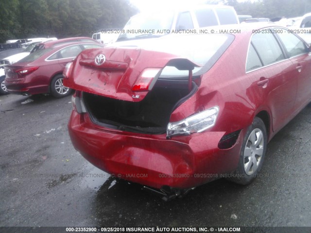 4T1BE46K07U184011 - 2007 TOYOTA CAMRY NEW GENERAT CE/LE/XLE/SE RED photo 6