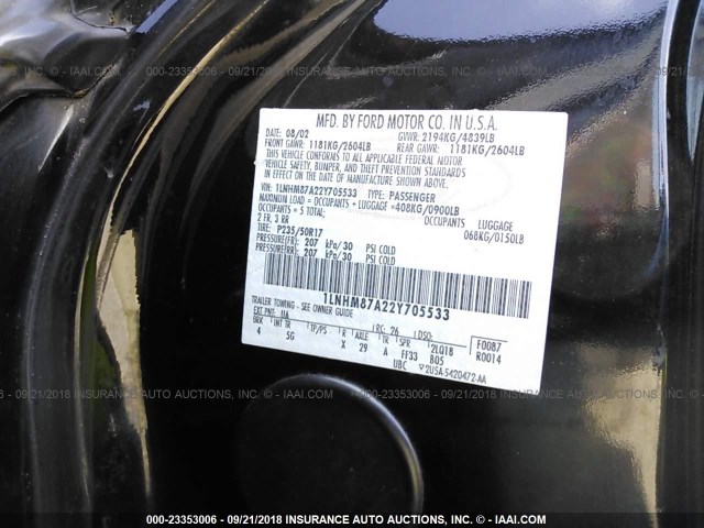 1LNHM87A22Y705533 - 2002 LINCOLN LS 黑色 照片 9