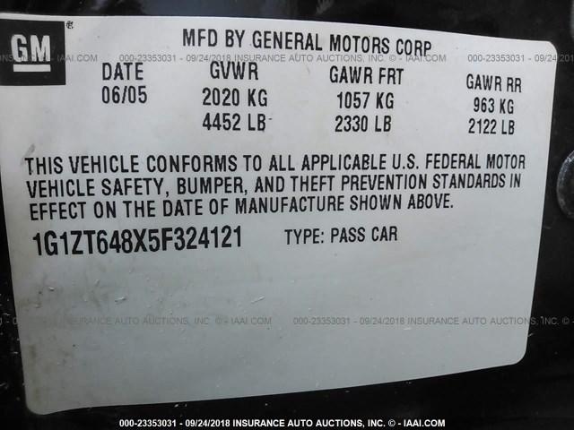 1G1ZT648X5F324121 - 2005 CHEVROLET MALIBU MAXX LS Dark Blue photo 9