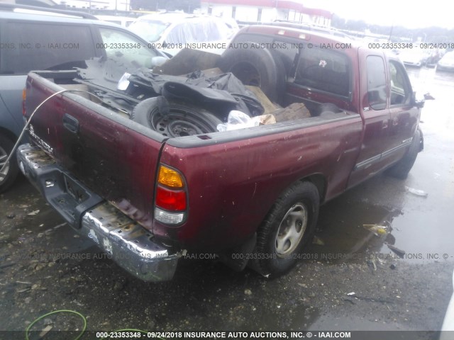 5TBRN34133S377834 - 2003 TOYOTA TUNDRA ACCESS CAB SR5 RED photo 4