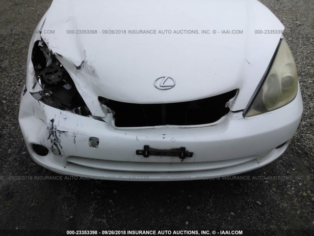 JTHBA30G655091840 - 2005 LEXUS ES 330 WHITE photo 6