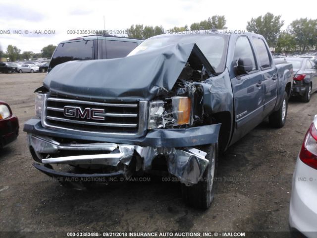 3GTP2VE72DG105507 - 2013 GMC SIERRA K1500 SLE Light Blue photo 2