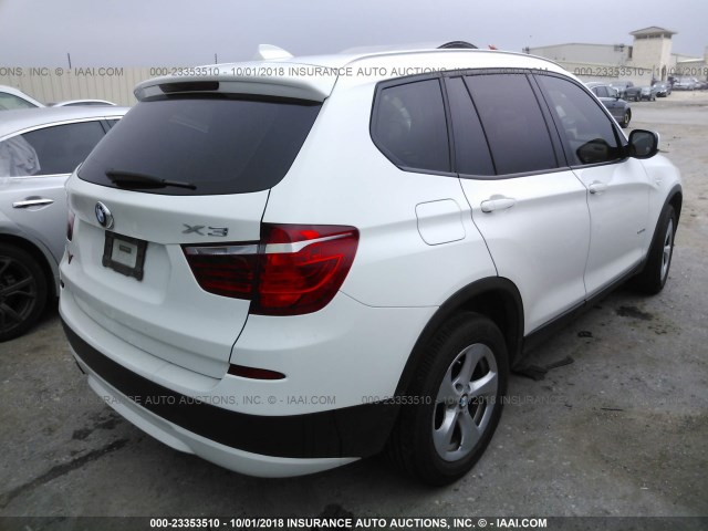 5UXWX5C57CL720049 - 2012 BMW X3 XDRIVE28I WHITE photo 4