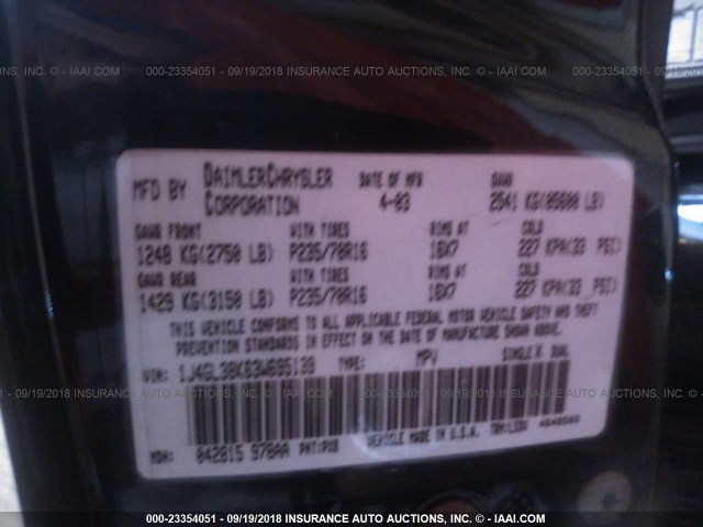 1J4GL38K63W695139 - 2003 JEEP LIBERTY RENEGADE BLACK photo 9