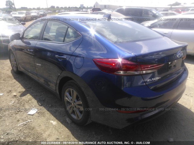 5NPD84LF8JH347193 - 2018 HYUNDAI ELANTRA SEL/VALUE/LIMITED BLUE photo 3