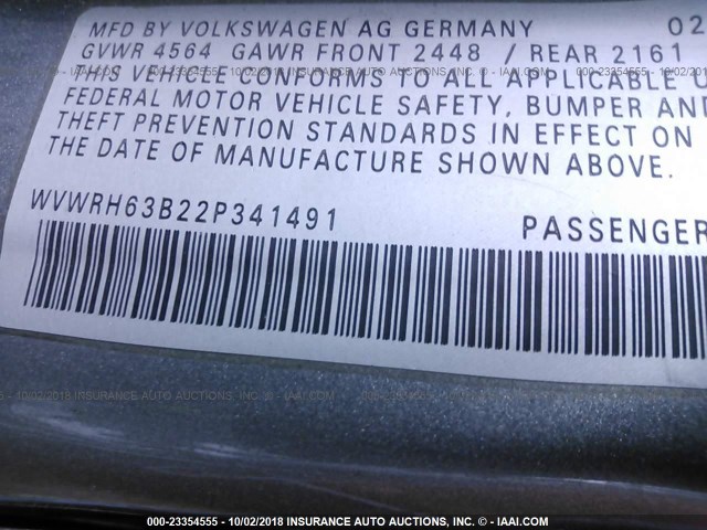 WVWRH63B22P341491 - 2002 VOLKSWAGEN PASSAT GLX BLACK photo 9