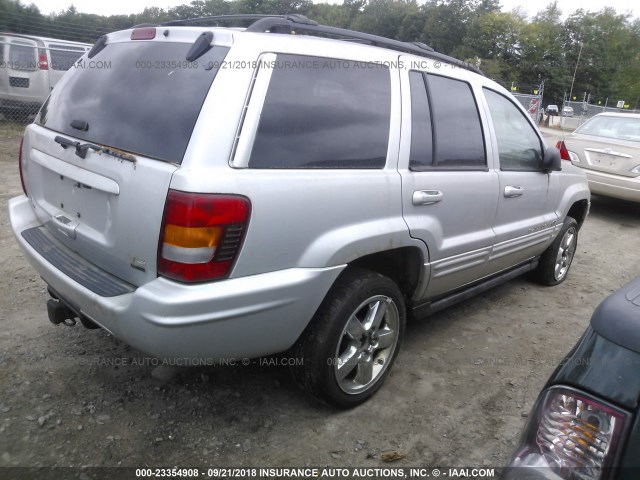 1J8GW68J23C580912 - 2003 JEEP GRAND CHEROKEE OVERLAND SILVER photo 4