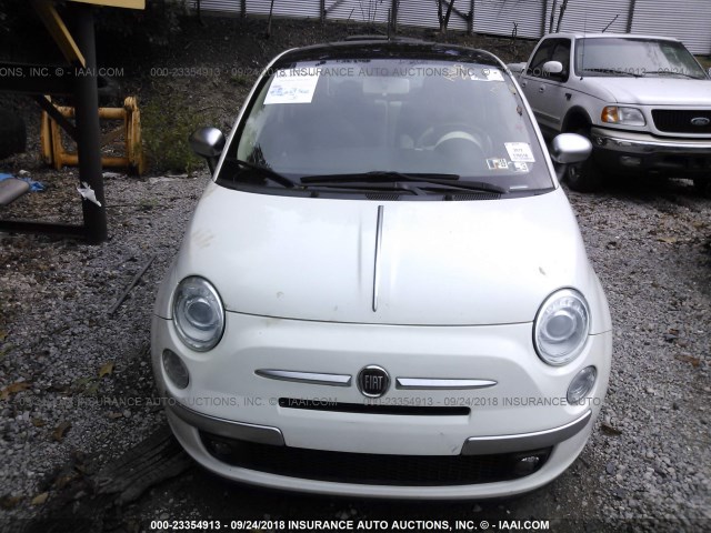 3C3CFFCR3CT287418 - 2012 FIAT 500 LOUNGE WHITE photo 6