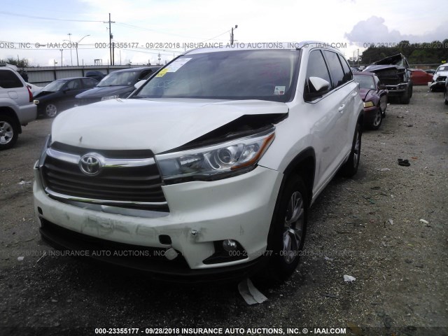 5TDKKRFH3FS105769 - 2015 TOYOTA HIGHLANDER XLE თეთრი ფოტო 2