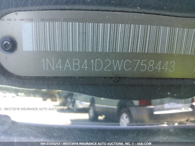 1N4AB41D2WC758443 - 1998 NISSAN SENTRA E/XE/GXE/GLE SILVER photo 9