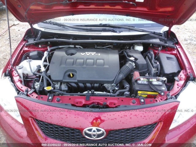 JTDBL40E39J009074 - 2009 TOYOTA COROLLA LE/XLE RED photo 10