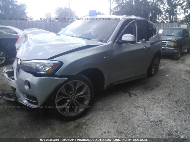 5UXWX9C52G0D65258 - 2016 BMW X3 XDRIVE28I SILVER photo 2