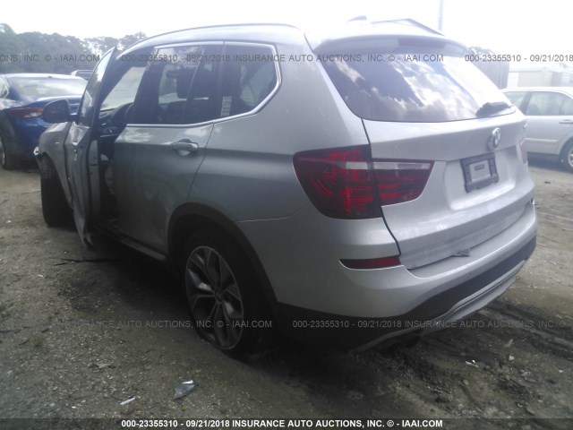 5UXWX9C52G0D65258 - 2016 BMW X3 XDRIVE28I SILVER photo 3