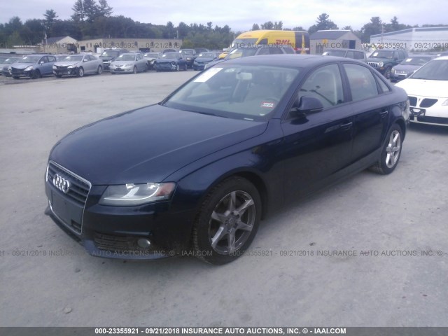 WAULF78K99N038348 - 2009 AUDI A4 2.0T QUATTRO BLUE photo 2