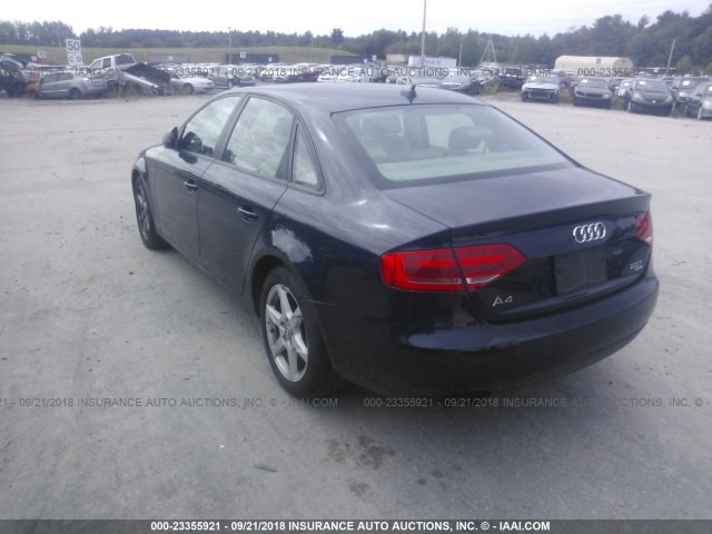 WAULF78K99N038348 - 2009 AUDI A4 2.0T QUATTRO BLUE photo 3