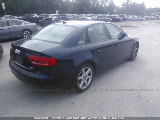 WAULF78K99N038348 - 2009 AUDI A4 2.0T QUATTRO BLUE photo 4