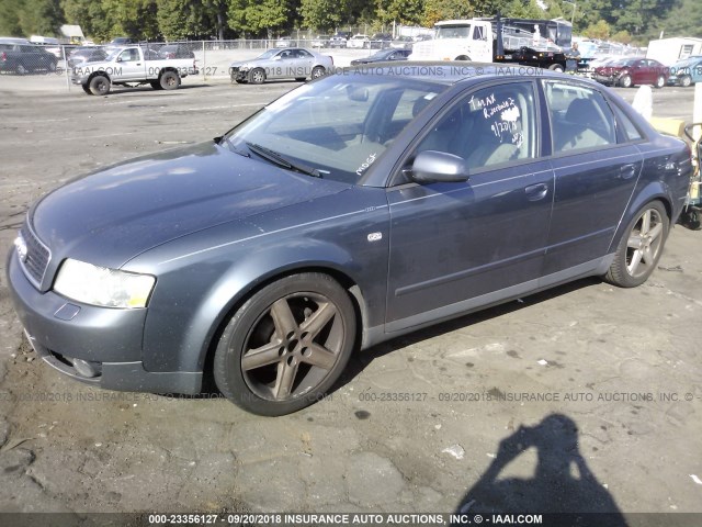 WAUJC68E23A205409 - 2003 AUDI A4 1.8T BLUE photo 2