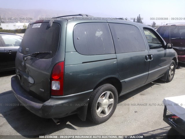 4N2ZN16T82D803129 - 2002 NISSAN QUEST SE GREEN photo 4