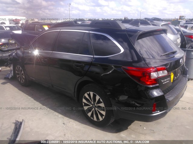 4S4BSANC9H3315624 - 2017 SUBARU OUTBACK 2.5I LIMITED BLACK photo 3