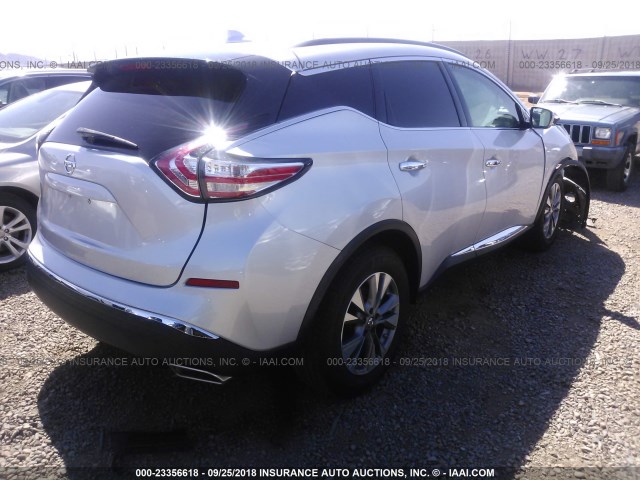 5N1AZ2MH7HN104596 - 2017 NISSAN MURANO S/SL/SV/PLATINUM SILVER photo 4