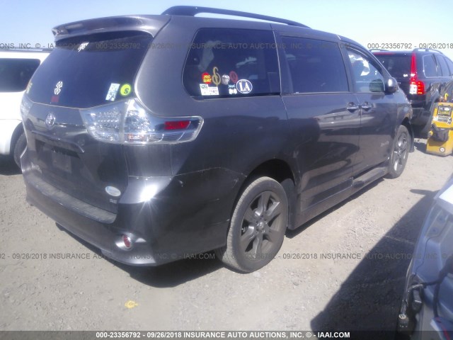 5TDXZ3DC8HS855922 - 2017 TOYOTA SIENNA SE GRAY photo 4