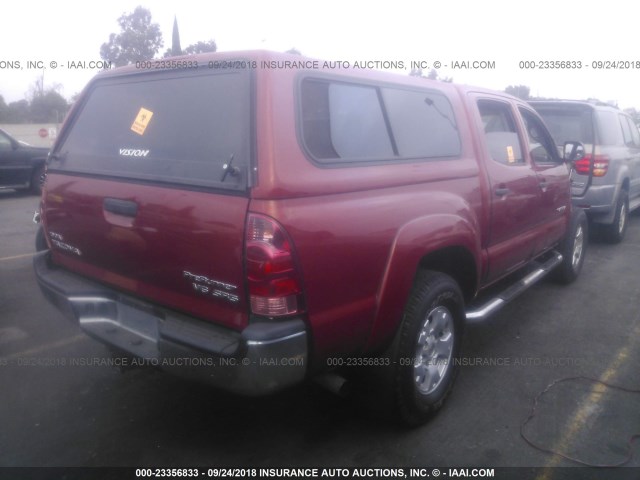 3TMJU62N77M029605 - 2007 TOYOTA TACOMA DOUBLE CAB PRERUNNER RED photo 4