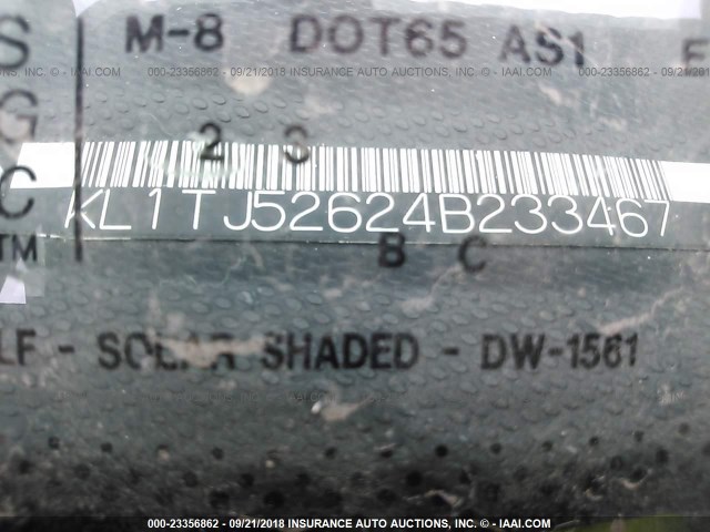 KL1TJ52624B233467 - 2004 CHEVROLET AVEO LS SILVER photo 9